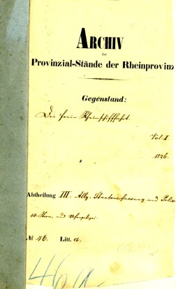 Dokument: Ein Deckblatt einer Akte aus dem 19. Jahrhundert mit handschriftlichem Titel