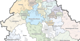 Karte: Rheinlandkarte mit Kreisen und kreisfreien St&auml;dten