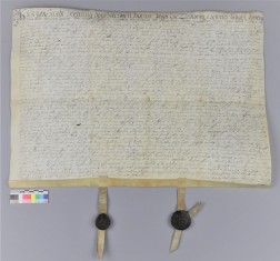Historische Urkunde mit zwei Siegeln