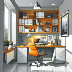 Home Office im Cartoon Look