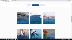 Webansicht einer Homepage mit mehreren auswählbaren Kacheln