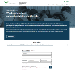 Screenshot der Startseite mit Personensuche