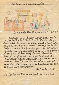 Brief der Schüler*innen der katholischen Schule Trills an Bürgermeister Adolf Kölsch